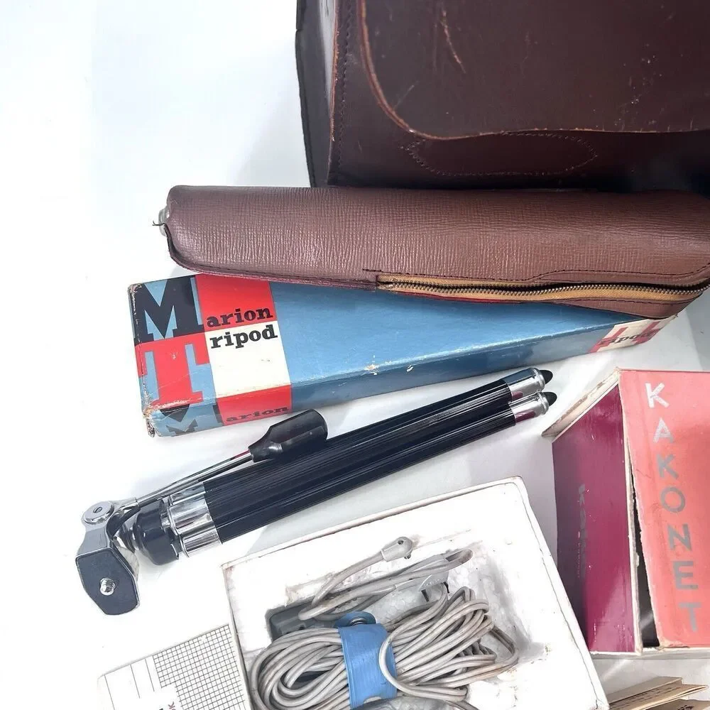 Vintage LOT Petri Flex V 35mm SLR Film Camera Extra Lens Flash Accessories Case